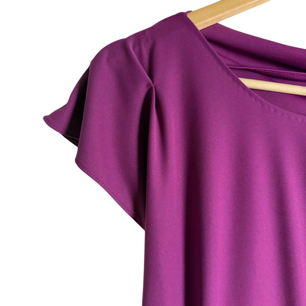 Tanya Taylor Nami Purple Asymmetric Boat Neck Draped Cap Sleeve Gown Size 2 - Picture 9 of 16